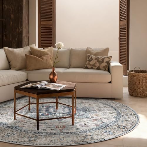 4x4 Washable Rugs for Living Room: Bedroom Rug Stain Resistant Non Slip Low Pile Soft Small Area Rugs for Bedroom Entryway Kitchen Living Room Bedside Office Dorm Kids Room Entrance - Image 3