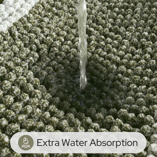 HOMEIDEAS Sage Green Bathroom Rugs Sets 2 Piece Chenille, 20"x32"+17"x24" - Image 4
