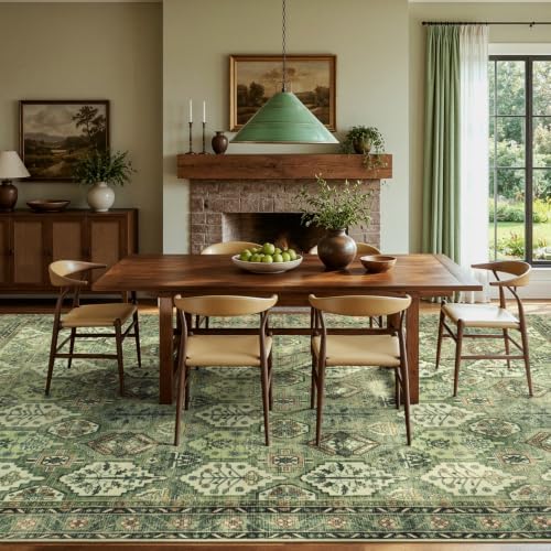 8x10 Area Rugs for Living Room Bedroom, Vintage Distressed Light Green - Image 3