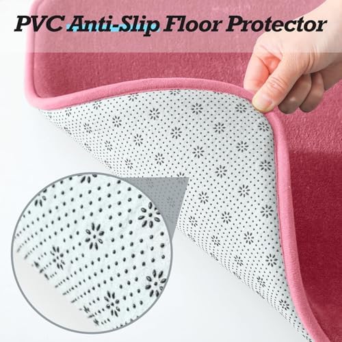 HUXMEYSON Bathroom Rugs Sets 3 Piece, Non-Slip & Quick Dry Bath Mat Set, Ultra Soft Velvet Bath Rugs for Bathroom, Toilet and Shower Floor, Pink - Image 4