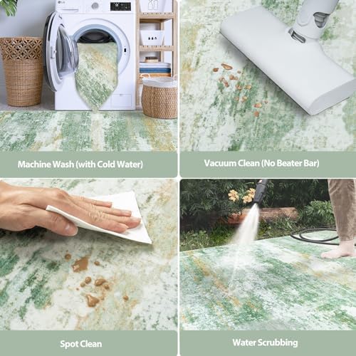 Aelenmu 10x14 Area Rugs for Living Room Washable Dining Room Green - Image 5