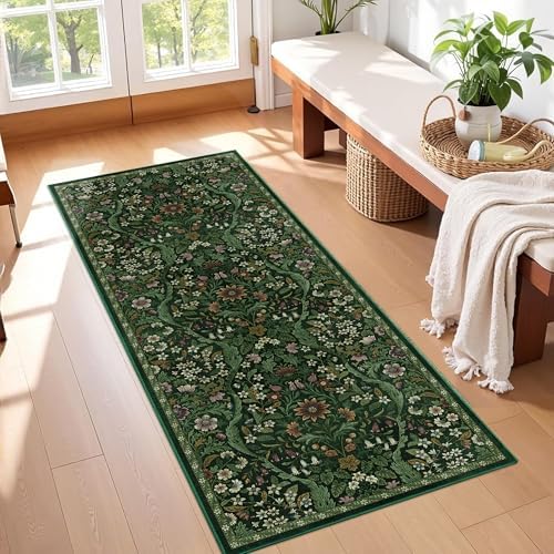 2x5 Floral Runner Rug for Kitchen Washable Hallway Runner Rug - Image 2