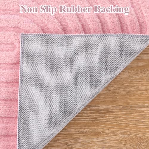 Pauwer 5x7 Area Rugs for Living Room, Modern Non Slip Washable Rug, Pink - Image 4