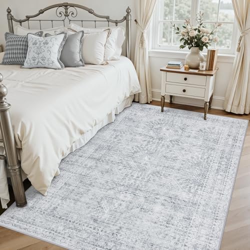5x8 Area Rugs Living Room: Bedroom Neutral Washable Carpet Gray - Image 2