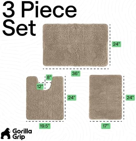 GORILLA GRIP Area Rug Sets and Oval Toilet Base, 3 Piece Beige - Image 2