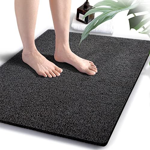 godehone Shower Mats Non Slip Without Suction Cups, PVC Loofah Bathroom Mats, Loofah Mats for Shower and Bathroom, Quick Drying, 23.6× 34.6 Inch, Black by godehone