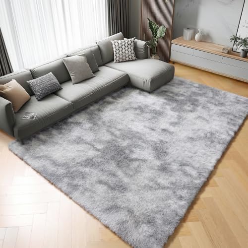 ONASAR 6x9 Area Rugs for Living Room, Large Tie-Dyed Light Grey Fluffy Shag Rug for Bedroom, Ultra Soft Plush Floor Big Indoor Carpet for Baby Kids Girls Boys Teen Dorm Nursery Home Decor - Image 6