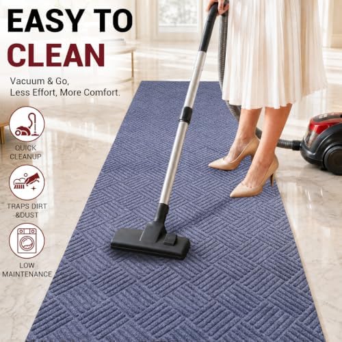 DAKKIONY Diamond Runner Rug, Non-Slip Rubber Backing, Gray, 2 x 6 Ft - Image 5