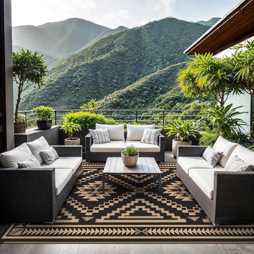 GENIMO Outdoor Rug, Waterproof Plastic Rugs for Patio, 5'x8' Dark Brown - Image 3