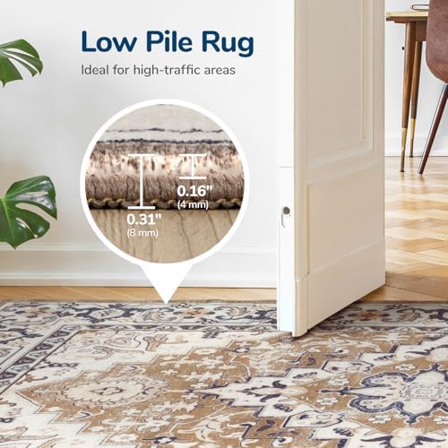 Lessymo 2x3 Entryway Rug, Machine Washable Indoor Mat Non-Slip, Brown Beige - Image 6