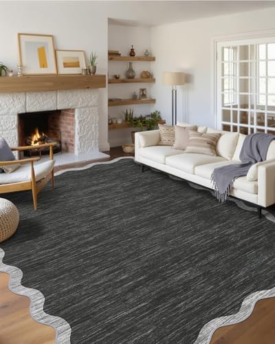 GarveeHome Scalloped Washable Area Rug 6x9 Rug for Living Room Non Slip by GarveeHome