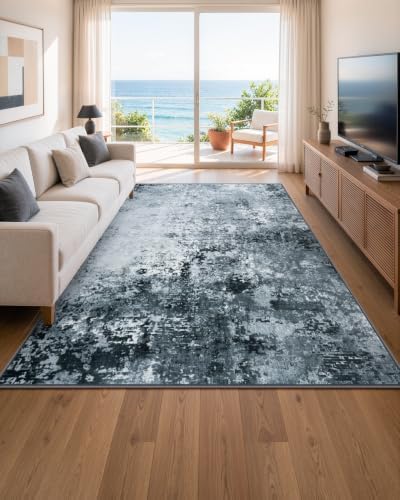 Lahome Black and White Rug for Living Room, Modern Abstract Rug, 8x10 Rug - Image 3