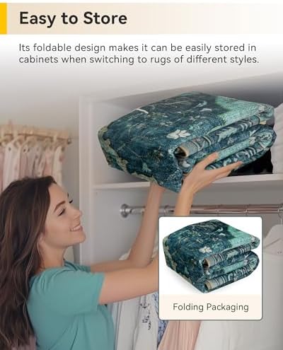 RELEANY Washable Area Rug, Square 6'x6', Teal - Image 5