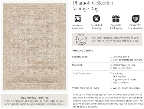 HUGEAR 2x8 Runner Rugs Retro Beige Washable Rug - Image 3
