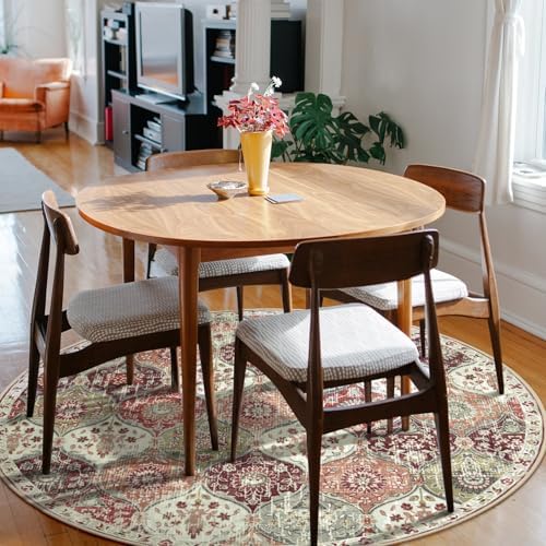 Lahome Moroccan Washable Round Rugs, Non-Slip Soft Round Rug 4ft Ultra-Thin - Image 4