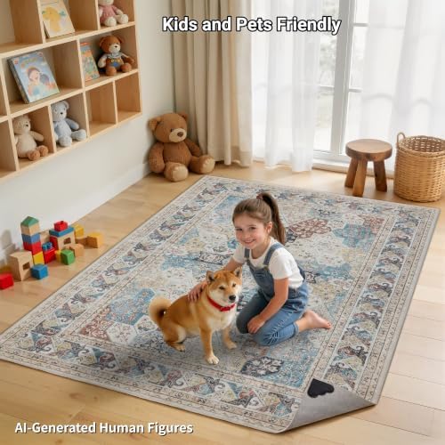 RCTJHOME Moroccan Washable Rugs 5x7, Vintage Rugs for Living Room Bedroom - Image 4