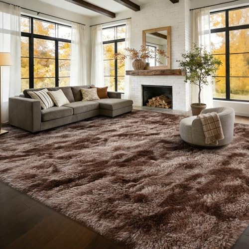 10x14 Extra Large Fluffy Area Rugs Non-Slip for Living Room Tie-Dyed Coffee by Unknown