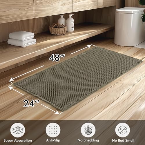 MIULEE Set of 2 Waffle Bathroom Runner Rugs Green 2'x4'(24"x48") - Image 2