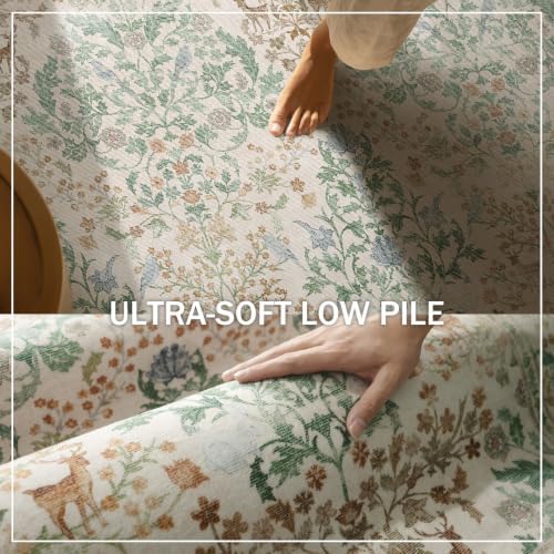 Machine Washable Rugs for Living Room: 6x9 Bedroom Rug Vintage Stain Resistant Non Slip Low Pile Lightweight Soft Carpets for Living Room Dining Room Kitchen Nursery Kids Room Farmhouse - Image 5