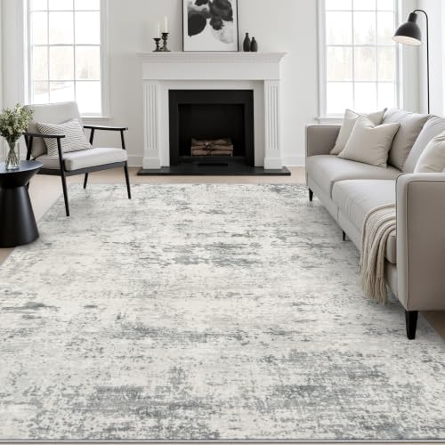 10x12 Area Rug Living Room: Modern Washable Indoor Soft Carpet Gray by FXRHLP