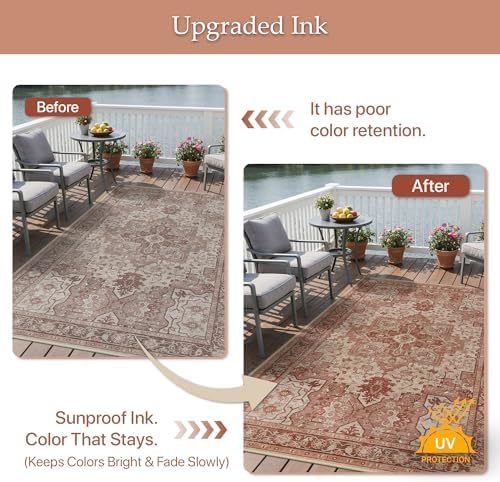 GENIMO Indoor Outdoor Rug, Washable for Patio and Deck, Mauve Beige, 6x9 - Image 5
