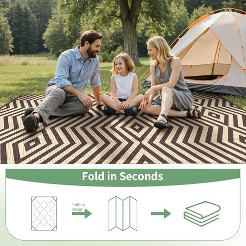 GENIMO Outdoor Rug, Waterproof Plastic Rugs for Patio, 8'x10' Mocha Beige - Image 6