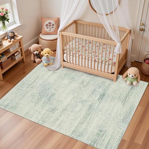 3x5 Entryway Green Area Rugs, Washable Small Rugs for Bedroom - Image 4