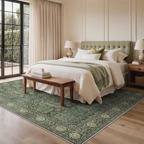 Bavni 2x10 Kitchen Runner Rug, Washable Non Slip, Forest Green - Image 4