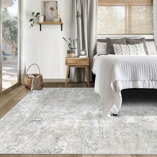 XLUEZ 5x7 Area Rugs for Living Room, Washable Modern Abstract Large Area Rug Neutral Soft Non Slip Kids Rug Stain Resistant Indoor Carpet for Bedroom Nursery Dining Room Playroom(BeigeGrey, 5'x7') - Image 4