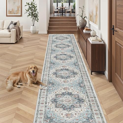 Madane Hallway Runner Rug 2'6''x14' Kitchen Runners Vintage, Blue by Madane