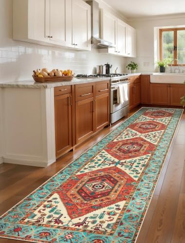 SERISSA 3x12 Washable Non Slip Boho Runner Rug for Hallway，Orange - Image 2
