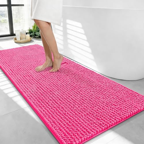 OLANLY Thick Chenille Bathroom Runner Rugs Mats 44x24, Hot Pink by OLANLY
