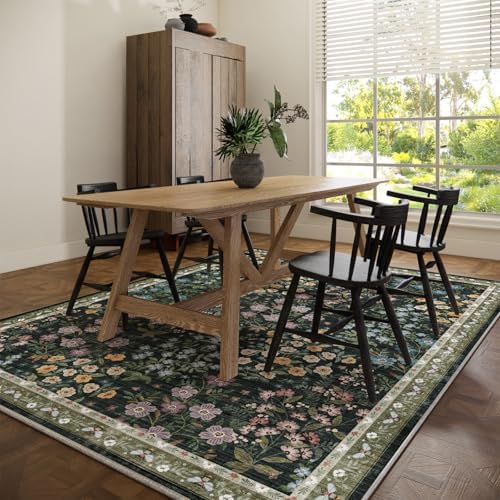 8x10 Area Rugs for Living Room: Washable Rug for Bedroom Vintage Stain Resistant Non Slip Low Pile Lightweight Soft Carpet for Kitchen Dining Room Farmhouse Kids Room Nursery Indoor - Image 6