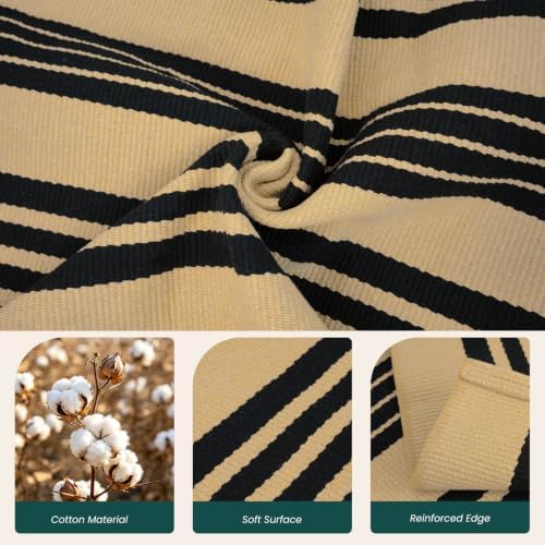 KOZYFLY Striped Rug 2x3 ft Brown and Black Woven Washable Stripes Doormat - Image 5