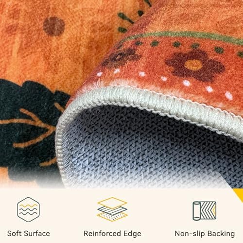 RELEANY Floral Washable 4x6 Area Rugs BurntOrange - Image 5