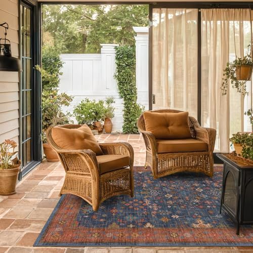 Hazo Haus Navy Blue Area Rug 5x7 Living Room Rug - Machine Washable Rugs for Bedroom, Dining Room, Kitchen Floor, Small Office, Low Pile Non-Slip Rubber Backing & Stain Resistance by HazoHaus