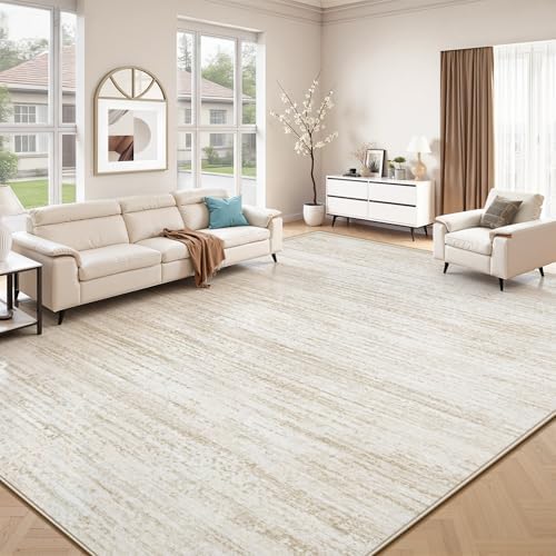 Area Rug 9x12 Living Room Rugs: Washable Modern Rug Large Non-Slip Soft Rugs Stain Resistant Printed Rug Indoor Carpet for Bedroom Kitchen Dining Room Nursery Playroom Home(Beige, 9'x12') by ZomfyRugs