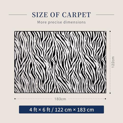 YIHOUSE 4x6 Ft Zebra Area Rugs, Abstract Modern Black and White Washable Rug, Nonslip Non-Shedding Plush Soft Carpet for Living Room Dining Room Office Playroom Home Decor - Image 2