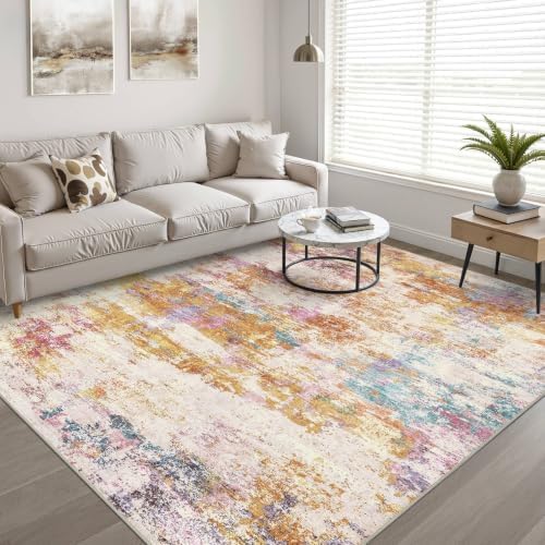 LOONGRUG 8x10 Area Rugs Washable Neutral Modern Living Room Rug Multi Gold - Image 6