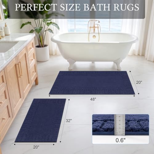 Pauwer Bathroom Rugs Sets 2 Piece, Non Slip Plush Bath Mats, Dark Grey - Image 2
