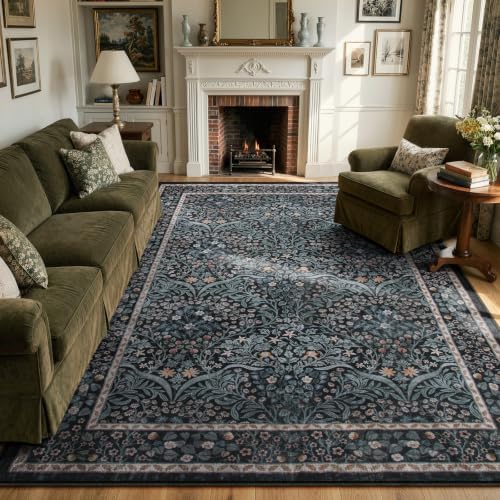 Lahome Black Washable Rugs 8x10, Soft 8x10 Area Rug for Living Room Bedroom by Lahome