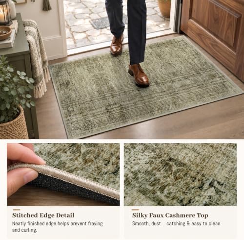 Area Rugs for Living Room Dining Room 9x12 Washable Non-Slip Vintage Brown - Image 2