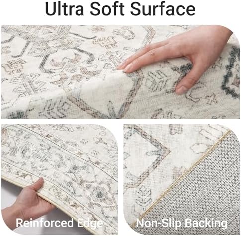 befbee 8x10 Area Rugs for Living Room, Washable Vintage Non Slip Rug - Image 3