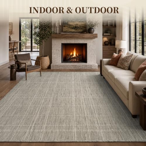 PADOOR-Outdoor Rug-Patio Rug 8x10 ft Polypropylene Indoor Outdoor Rugs Outdoor Carpet for Patio Deck Balcony Porch, Textured Weave, Durable for High Traffic, Fade-Resistant, Farmhouse Neutral Grey - Image 3