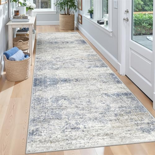 2'6 x 8' Runner Rug Non Slip,Washable Kitchen Rugs,Blue - Image 3