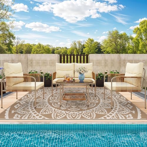 Bsmathom Waterproof Outdoor Rug 8'x10' Brown - Image 3