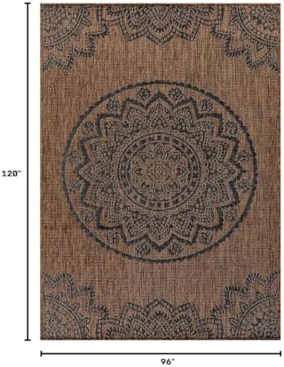 CAMILSON Outdoor Rug 8x10 Modern Area Rugs for Indoor and Outdoor Patios and Porches - Waterproof Washable Non-Shedding Easy-to-Clean Outside Carpet (8 x 10 Medallion - Gold/Black) - Image 2