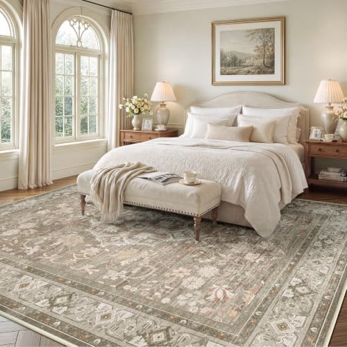 SameBed 8x10 Area Rug Living Room, Vintage Washable Carpet Vintage Brown - Image 3