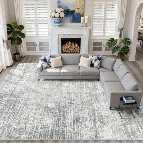 LOONGRUG 10x12 Area Rug Washable Neutral Modern Rug for Living Room Grey by LOONGRUG