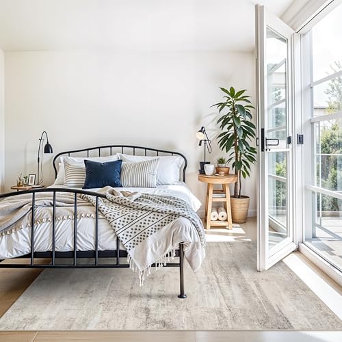 Area Rugs 4x6 for Living Room - Washable Modern Abstract Bedroom Rugs with Non Slip Rubber Backing Indoor Low Pile Carpet for Kitchen Office Nursery Home Decor Floor Mat for Bathroom 4x6 Beige - Image 5